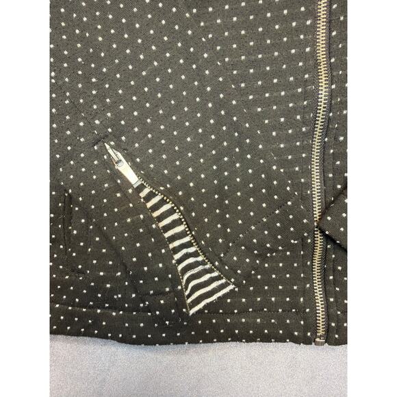 Christopher Banks Black Mini Polka Dot Zip Front Moto Jacket Women's Size XL - Picture 4 of 12